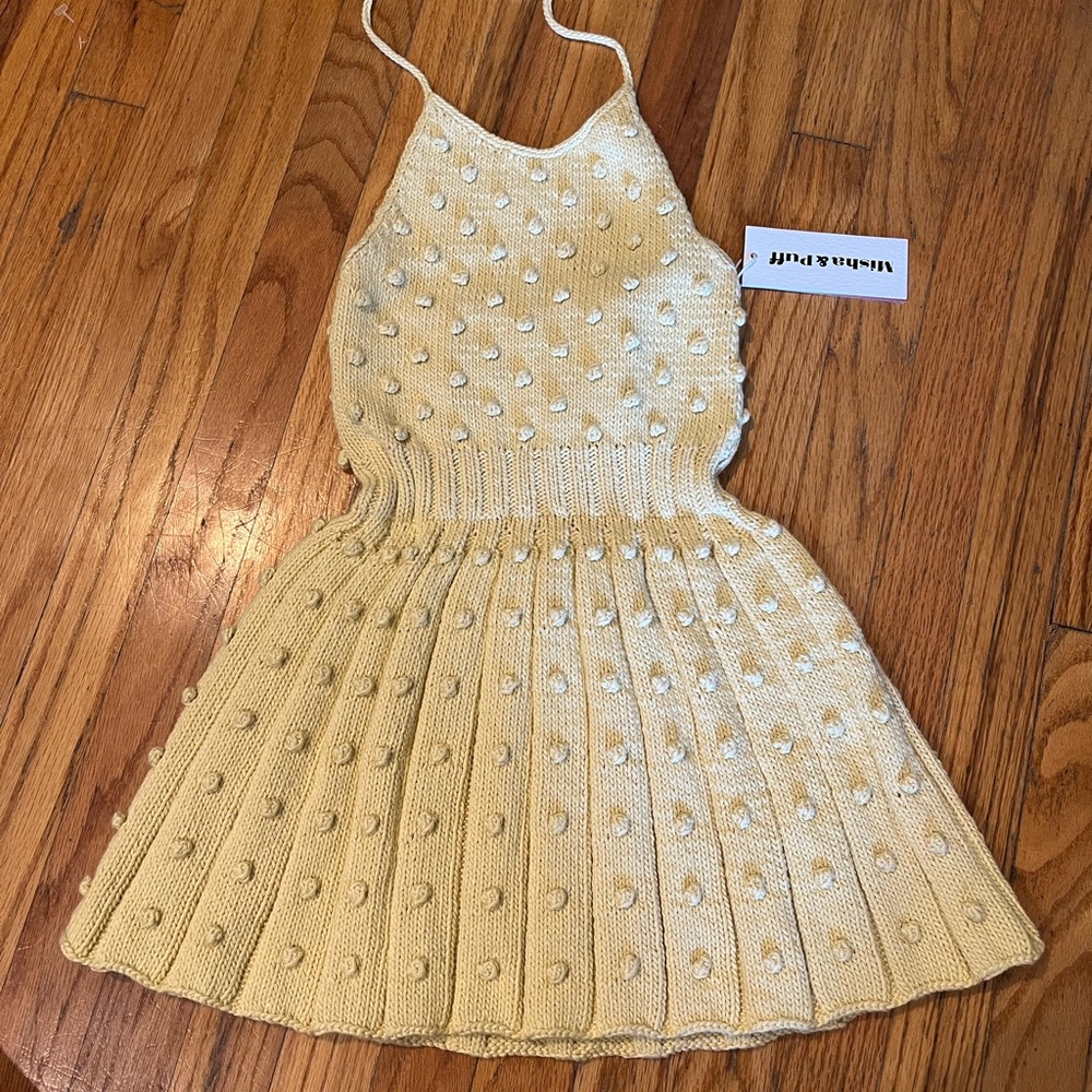 Misha And Puff Cream Pleated Tie Front Sundress